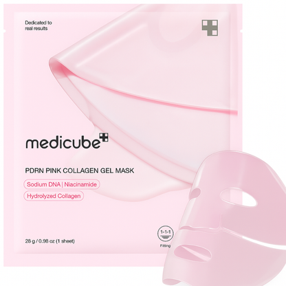 Conjunto de Máscara de Gel de Colágeno Rosa Medicube PDRN – Pele luminosa, firme e uniforme