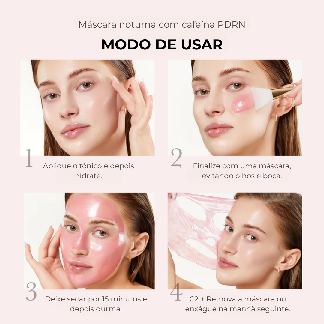 Máscara Noturna PDRN Cafeína Rosa – Hidratação e Firmeza